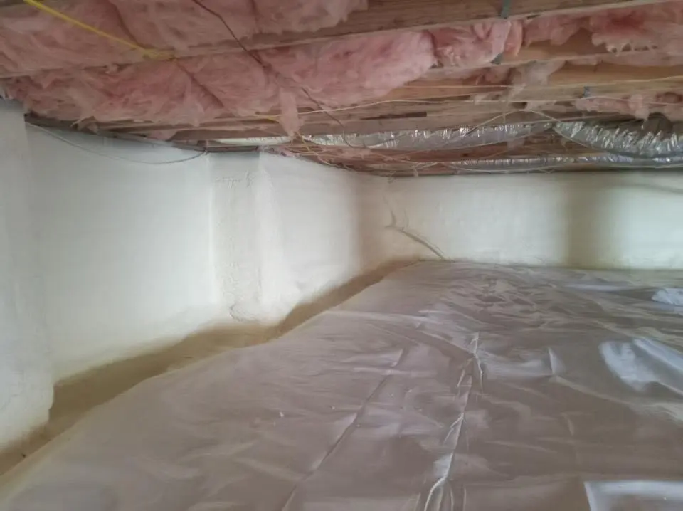 Crawl space encapsulation with closed-cell spray foam for Storm Damage Roof Repair in Cloquet